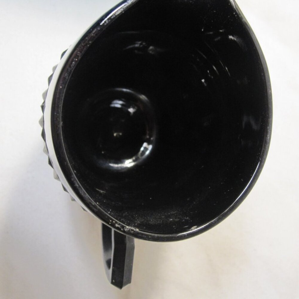 4" Indiana Glass Black Halloween Diamond Point Creamer - Picture 3 of 4